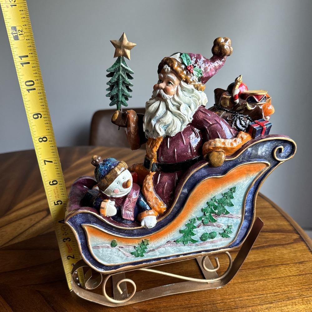 Vintage Santa Sleigh Snowman Christmas Tree Figurine Holiday Decor 11"‎ - Picture 6 of 8
